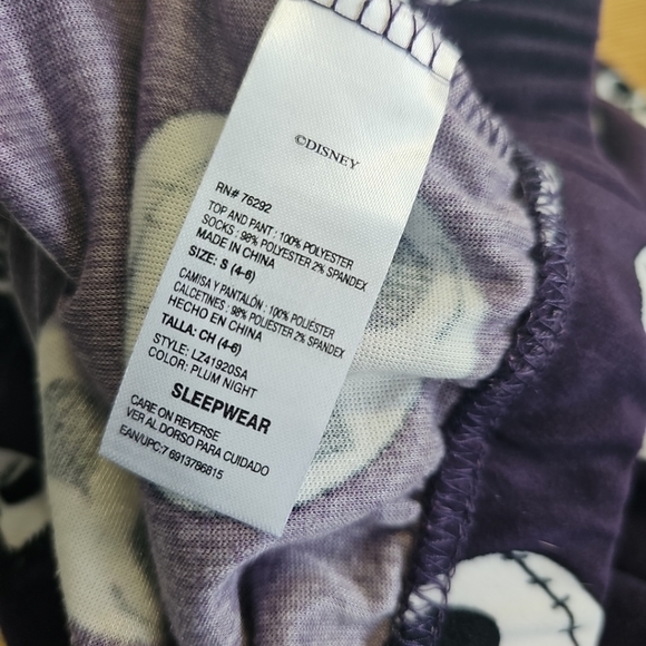 Women's S(4-6) The Nightmare Before Christmas Velour Pajama Set Kack Skeleton - Picture 11 of 11